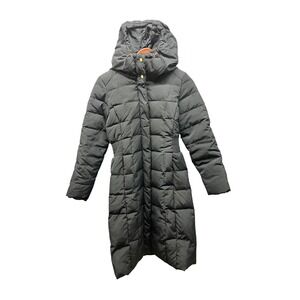 Cole Haan Down Puffer Coat Women's XS Charcoal Hooded Long Quilted‎ Winter Parka